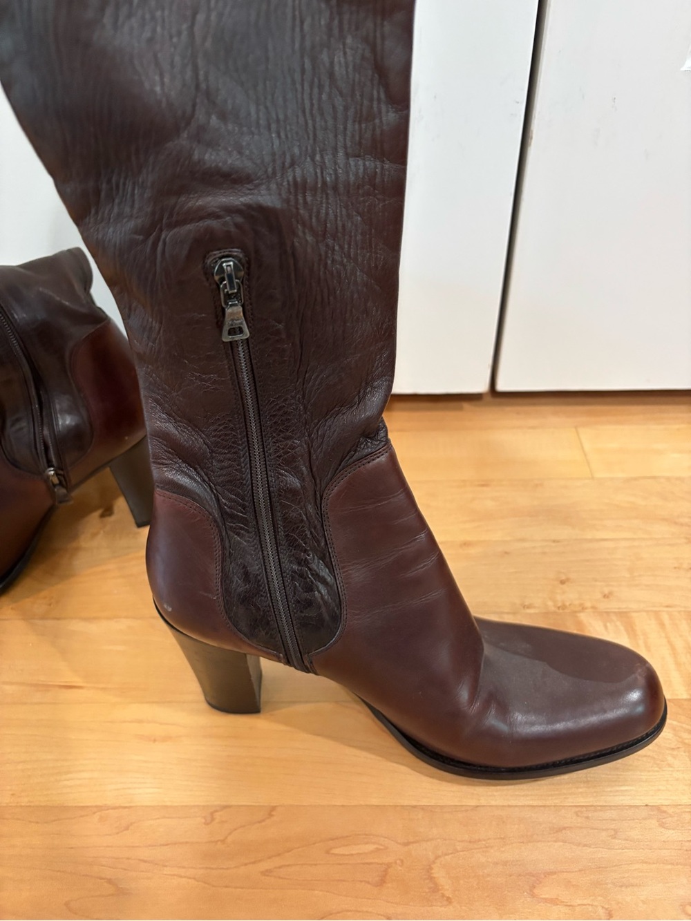 Prada Dark Brown Leather Boots - size 38.5